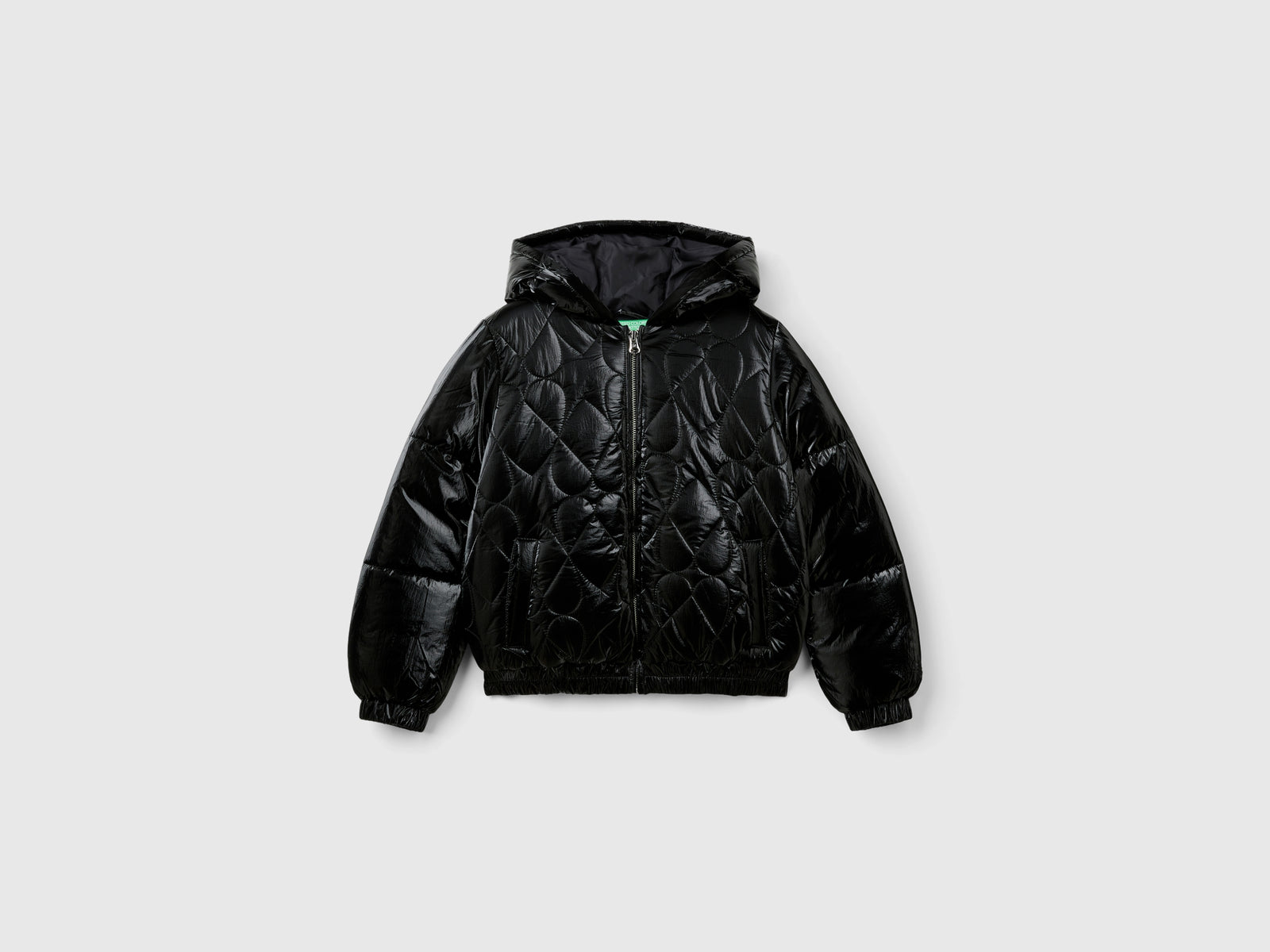 Giubbotto in nylon lucido da bambina nero | Benetton Outlet