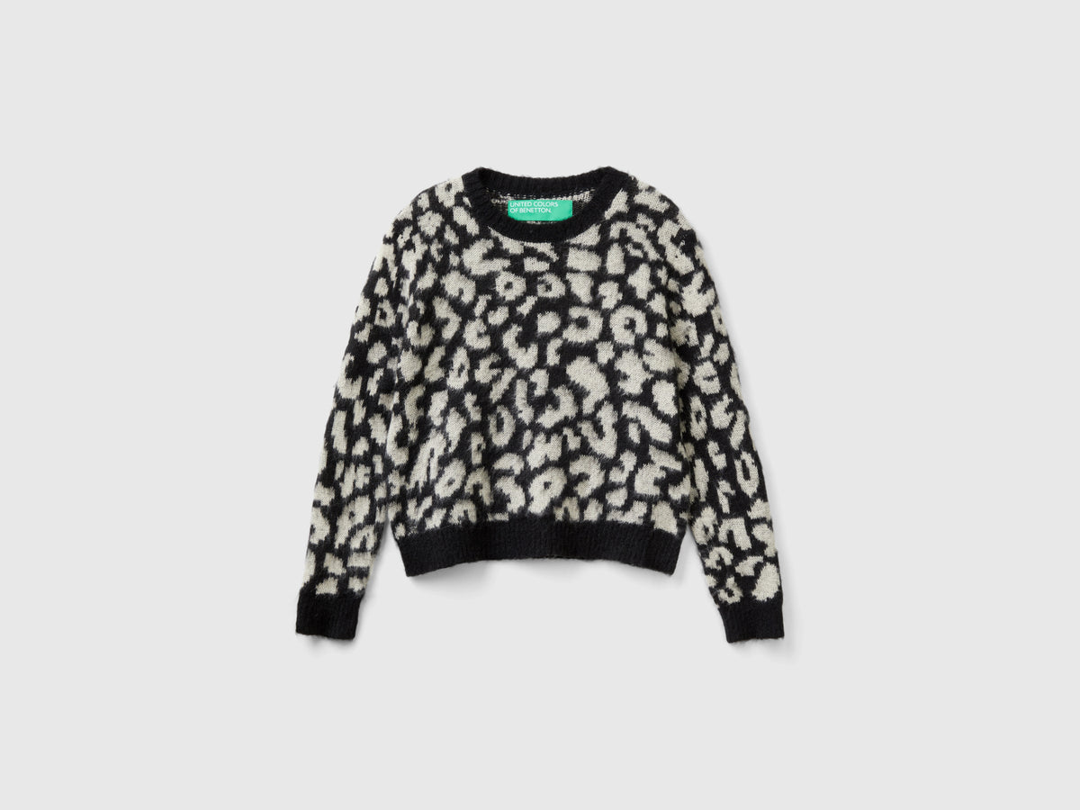 Maglione animalier in misto mohair