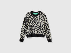 Maglione animalier in misto mohair