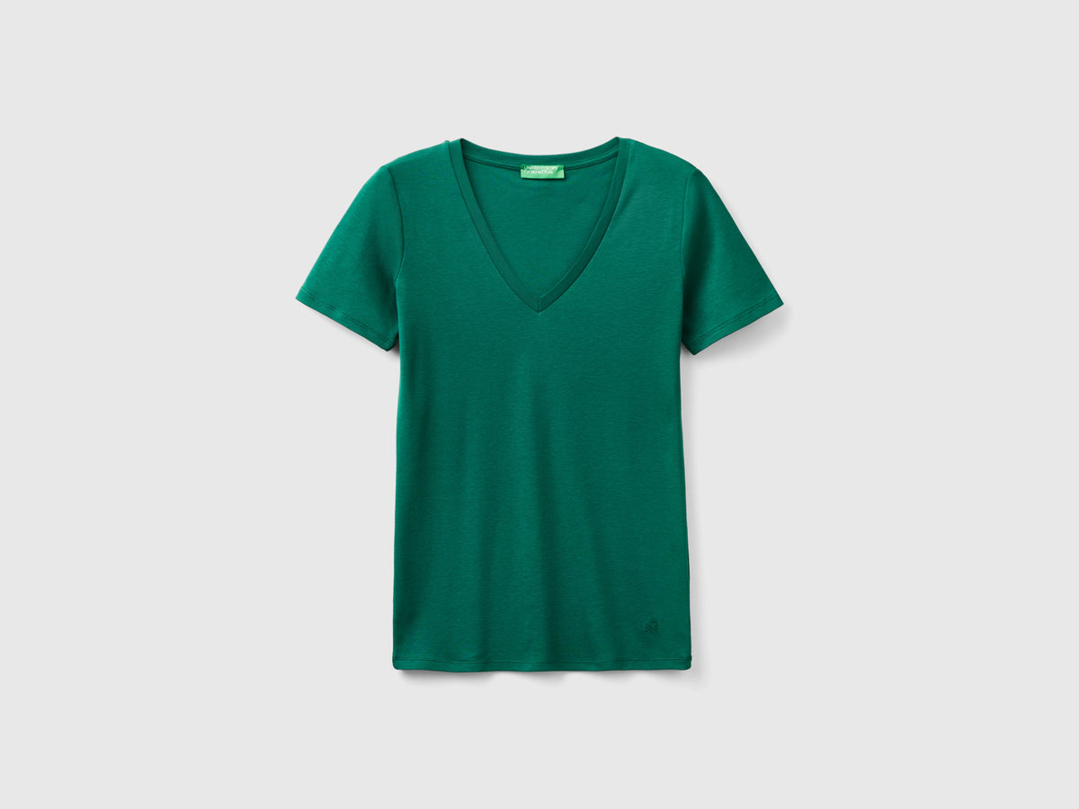 T-shirt in puro cotone con scollo a V