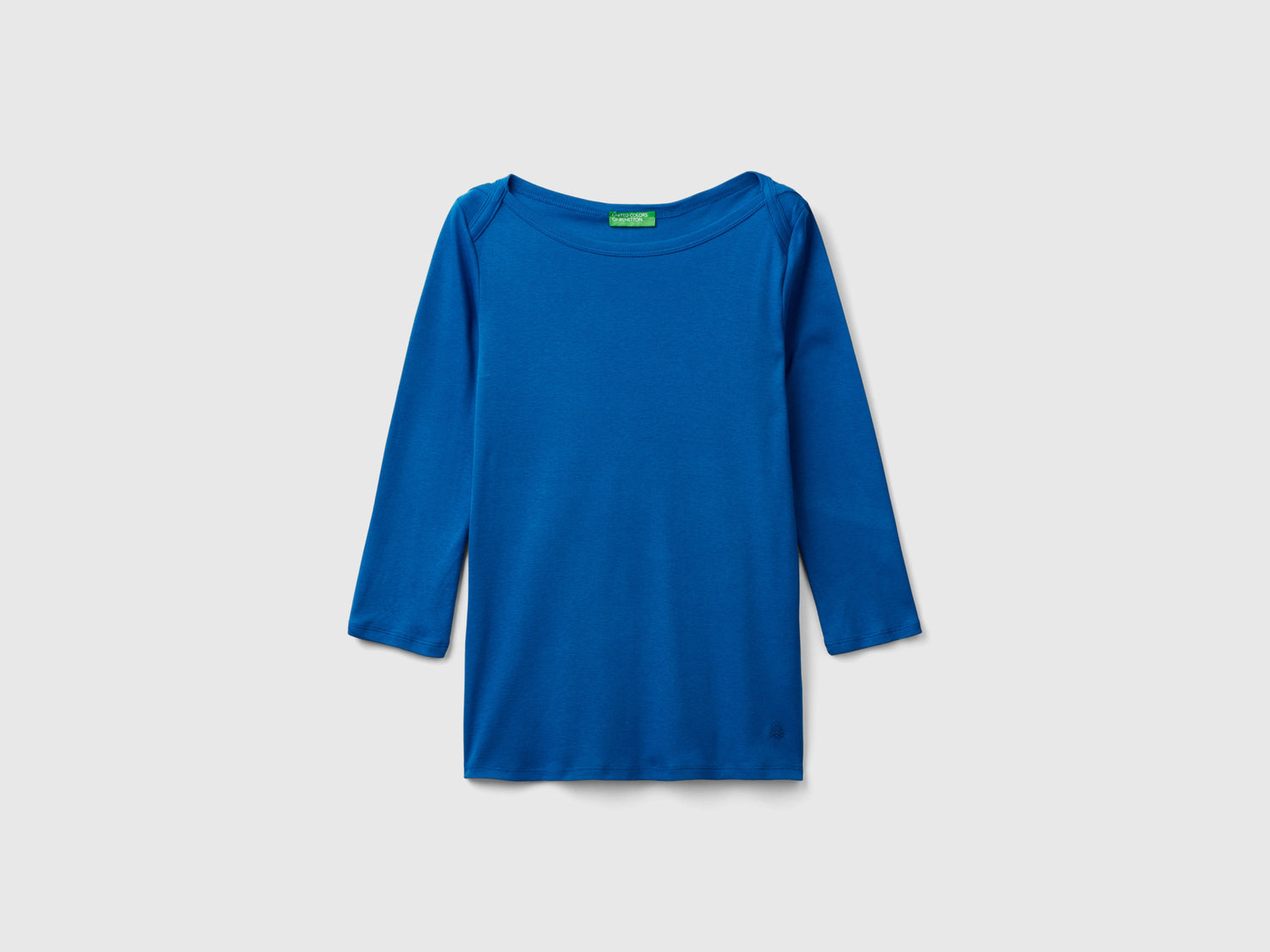 T-shirt con scollo a barchetta 100% cotone da donna avio | Benetton Outlet