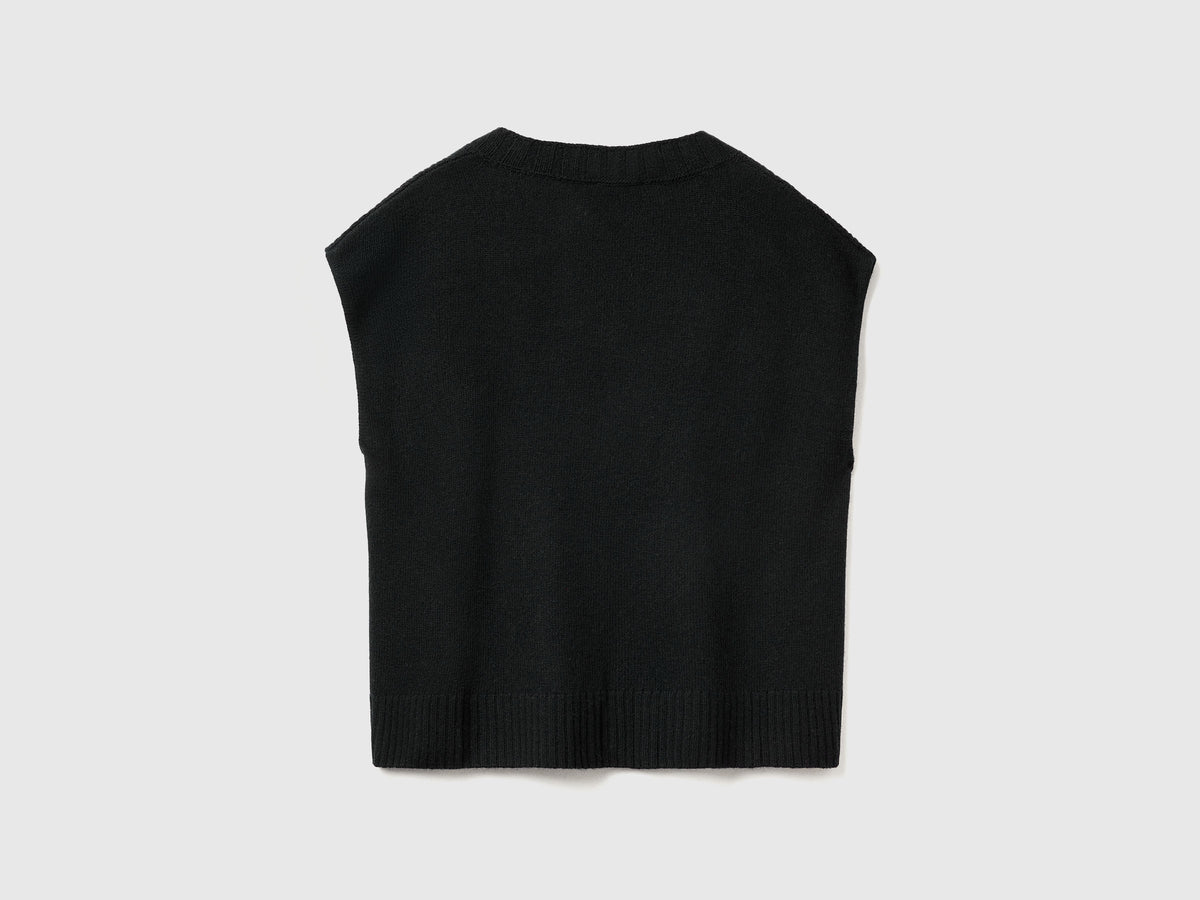 Gilet con scollo a V in misto lana