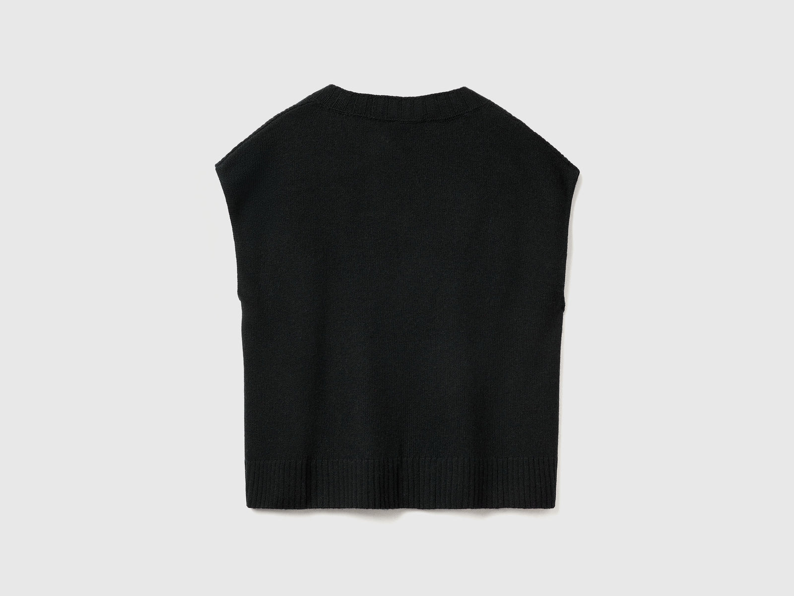 Gilet con scollo a V in misto lana da donna nero 2 | Benetton Outlet