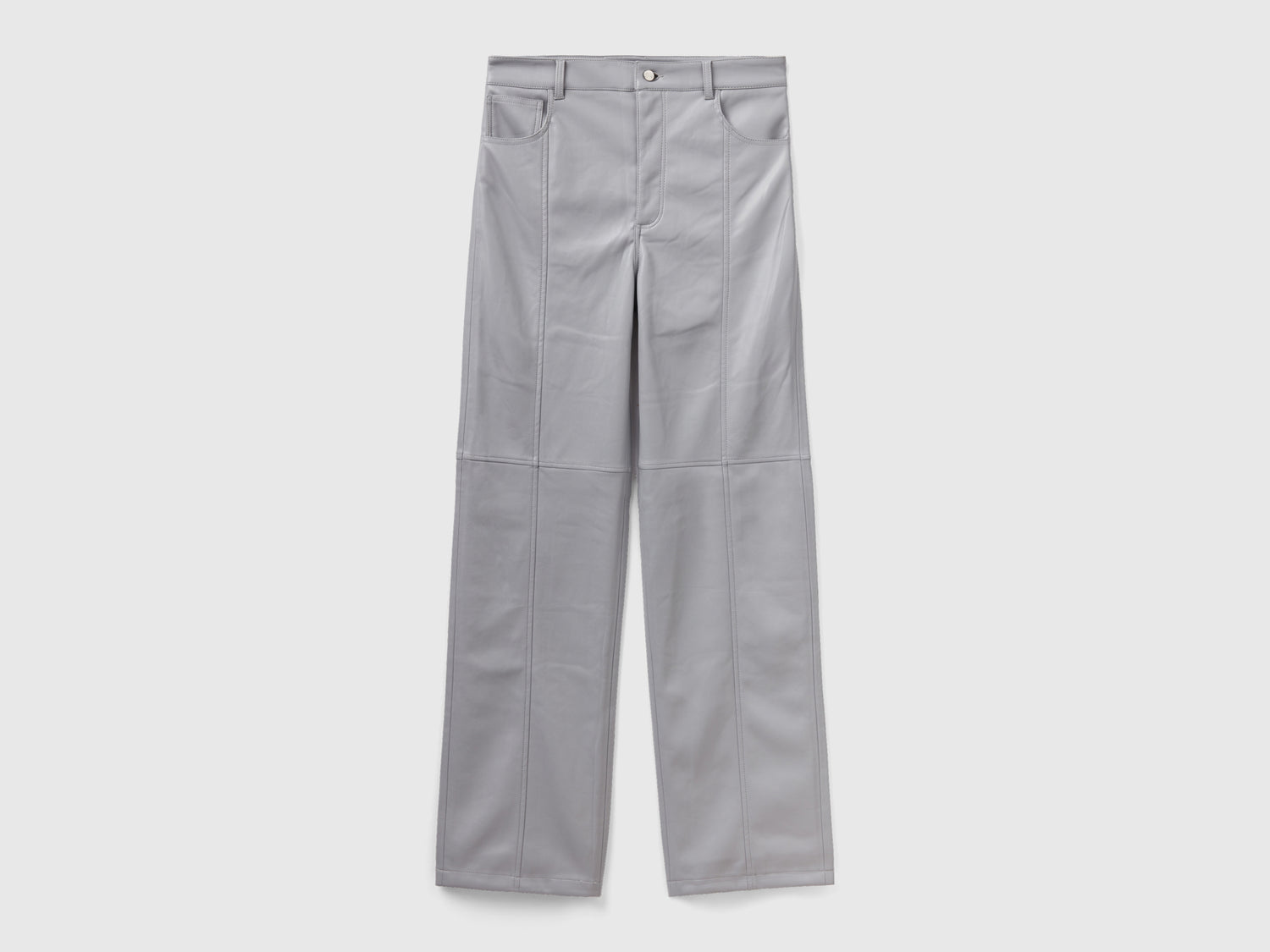 Pantaloni in tessuto spalmato da donna grigio chiaro | Benetton Outlet