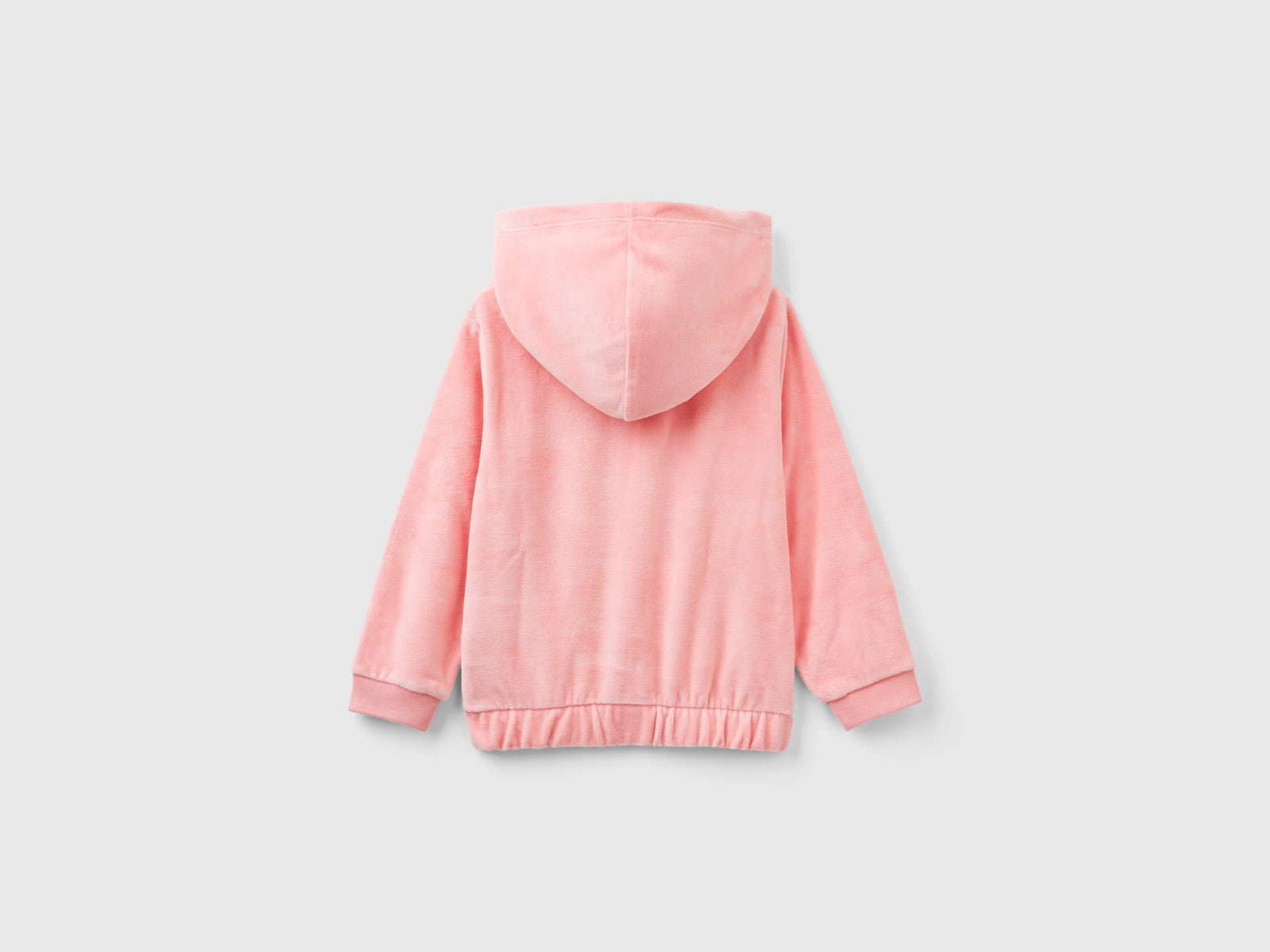 Felpa in ciniglia con zip e cappuccio da bimba rosa 2 | Benetton Outlet