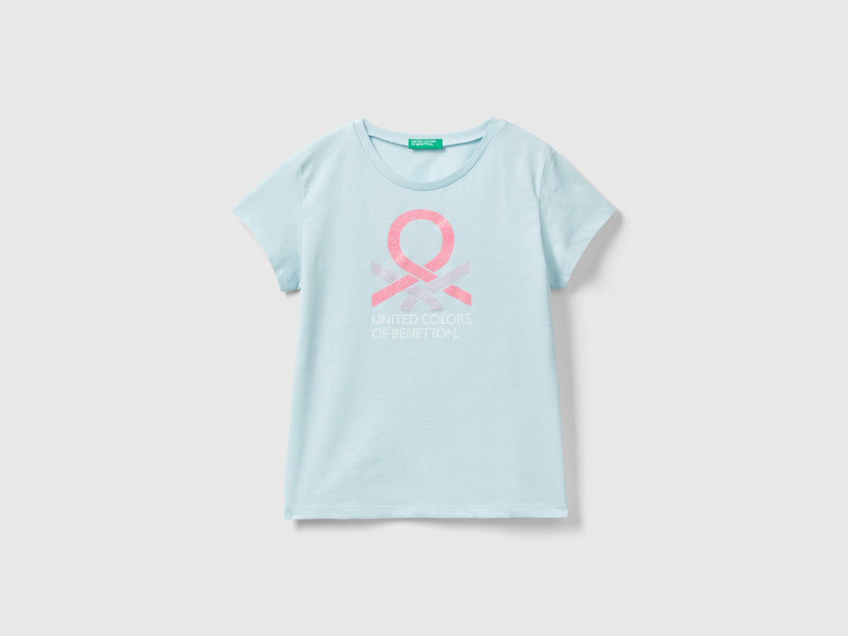 T-shirt con logo glitter in cotone bio