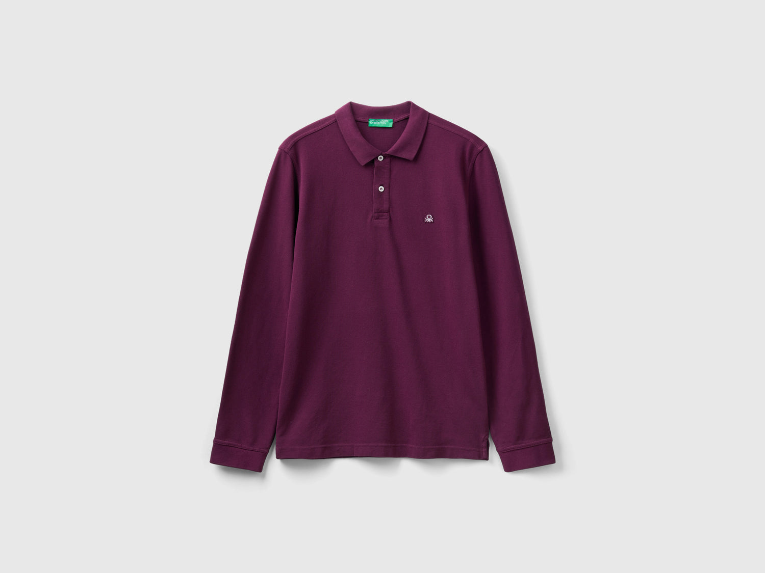Polo a manica lunga 100% cotone da uomo bordeaux | Benetton Outlet