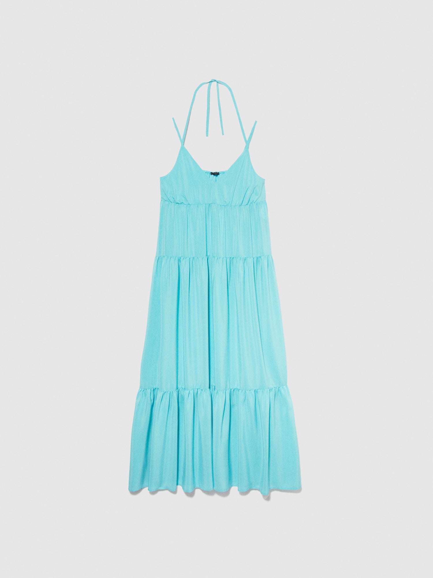 Vestito lungo con balze da donna azzurro | Sisley Outlet
