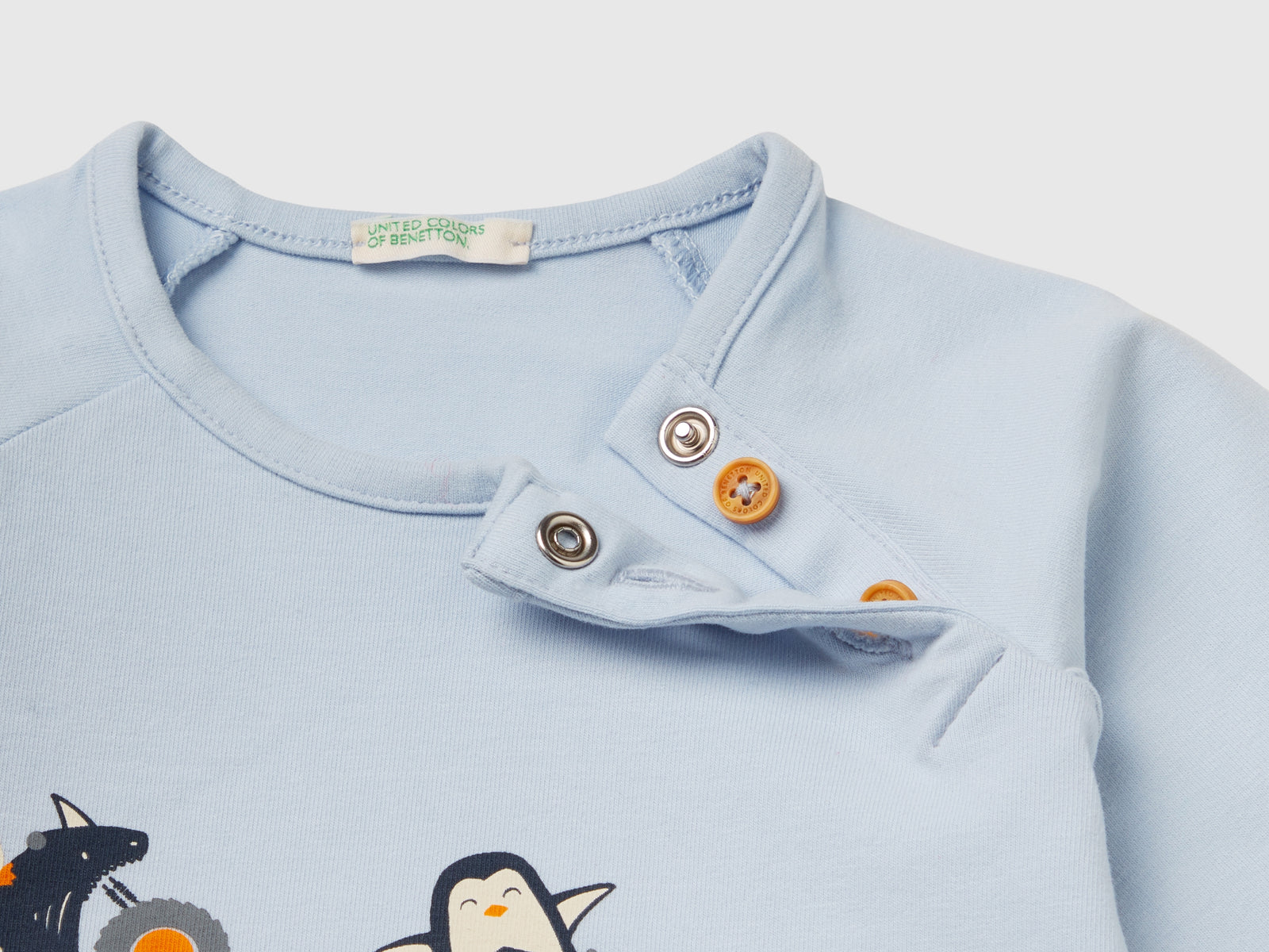 T-shirt con stampa animaletti da neonato celeste 3 | Benetton Outlet