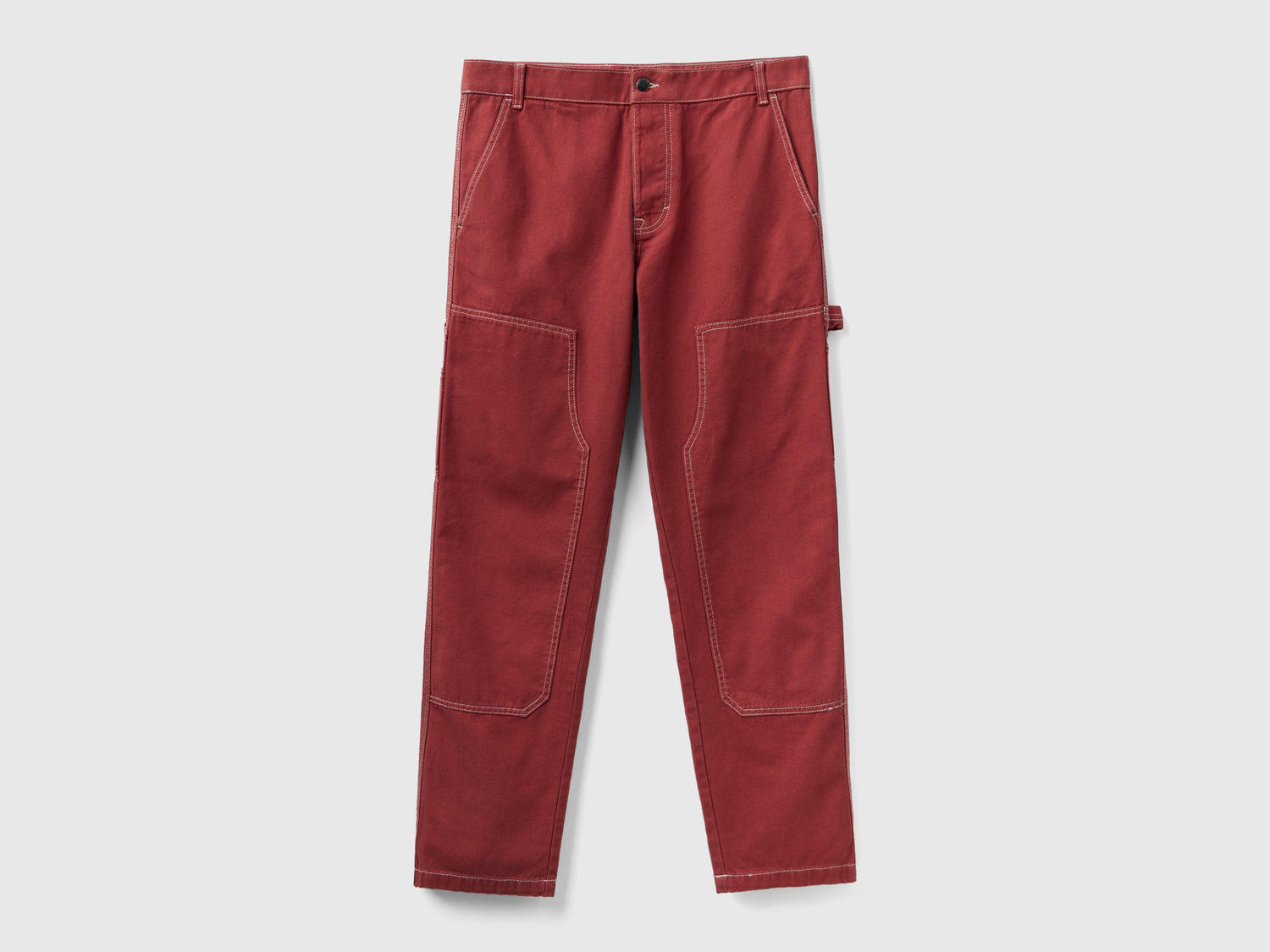 Pantaloni in tela di cotone da uomo bordeaux | Benetton Outlet