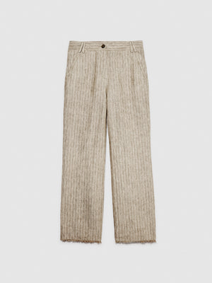 Pantaloni gessati 100% lino
