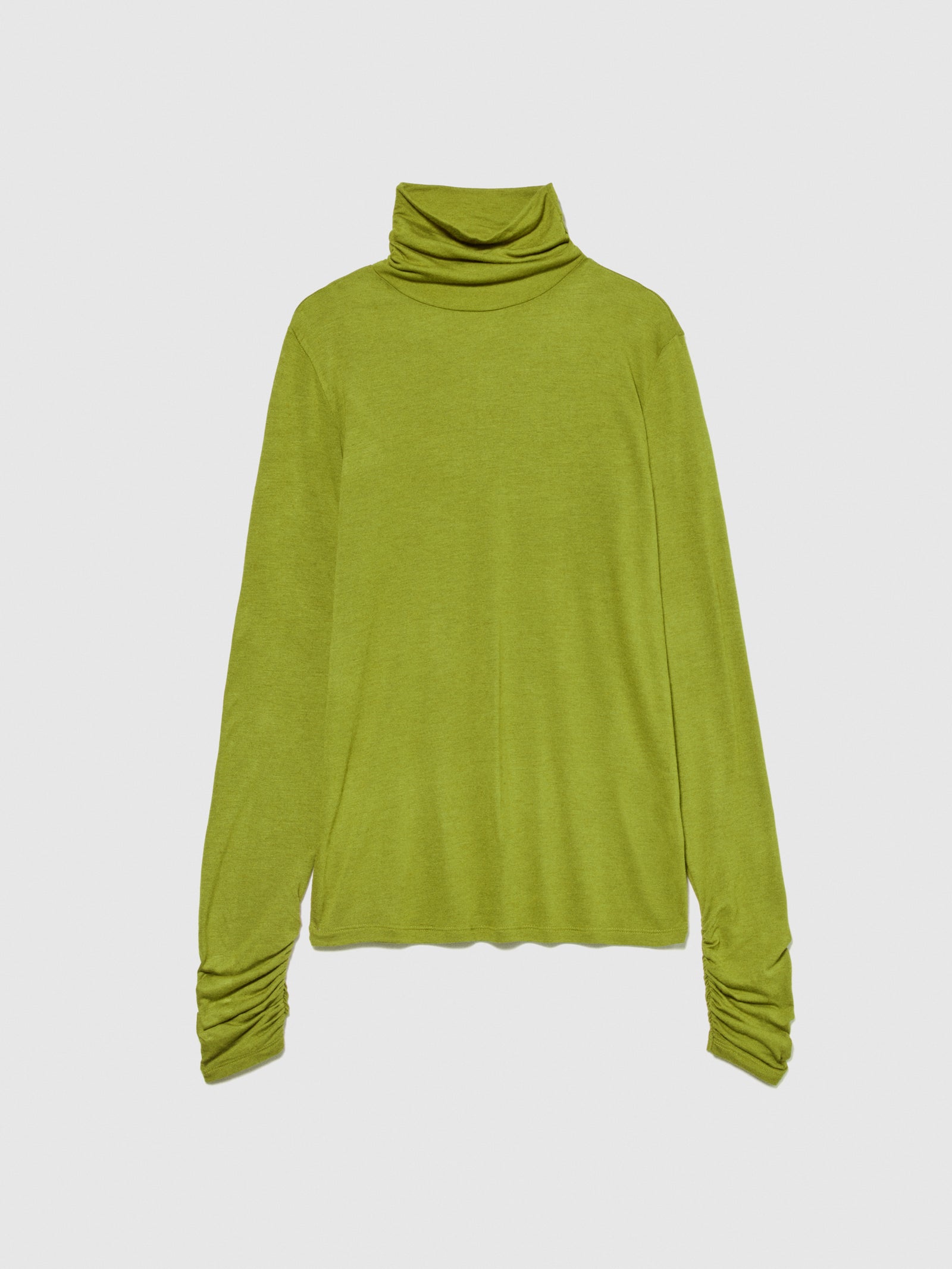 T-shirt collo alto con arriccio da donna verde oliva | Sisley Outlet
