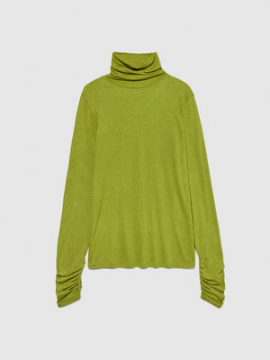 T-shirt collo alto con arriccio