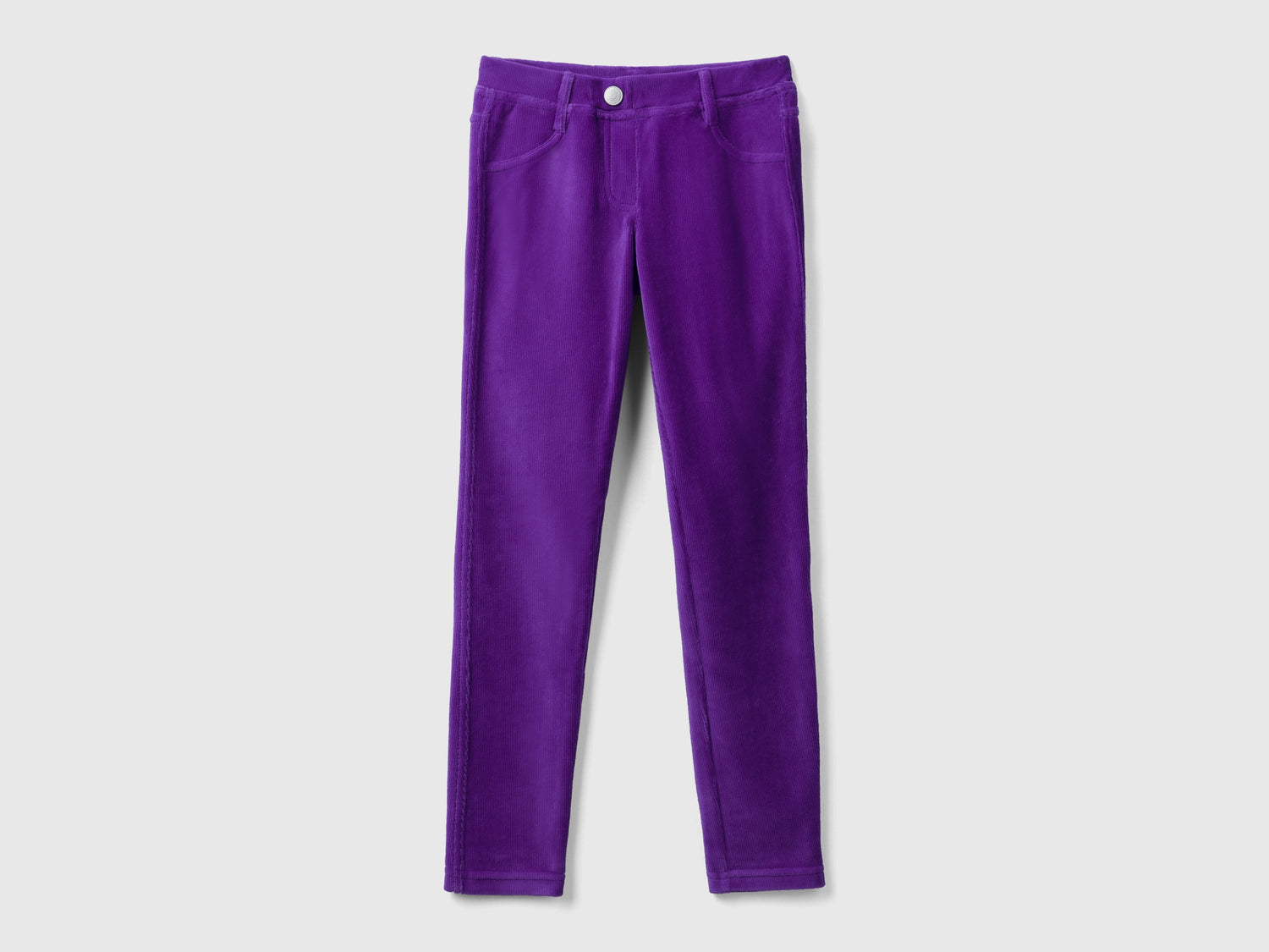 Pantaloni super skinny in ciniglia da bambina viola | Benetton Outlet