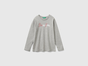 T-shirt manica lunga con stampa glitter