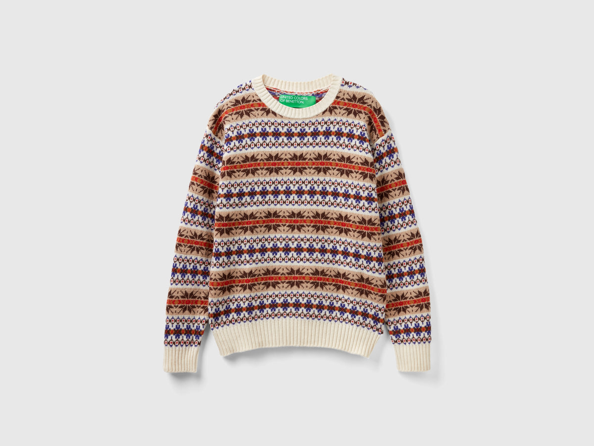 Maglia jacquard in misto lana
