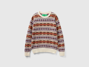Maglia jacquard in misto lana