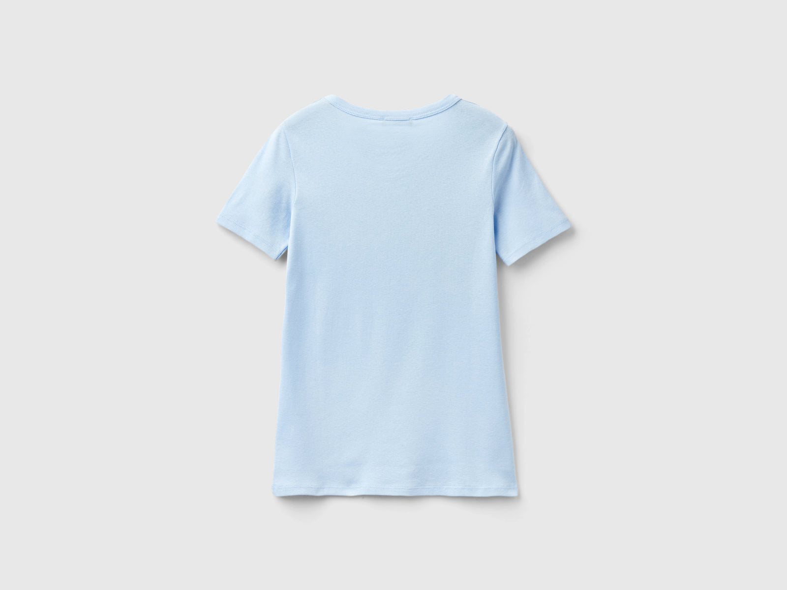 T-shirt 100% cotone con stampa logo glitter da donna celeste 2 | Benetton Outlet