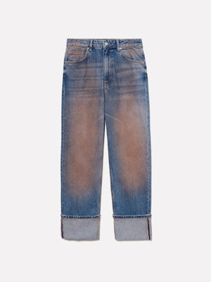 Relaxed fit spray-painted jeans