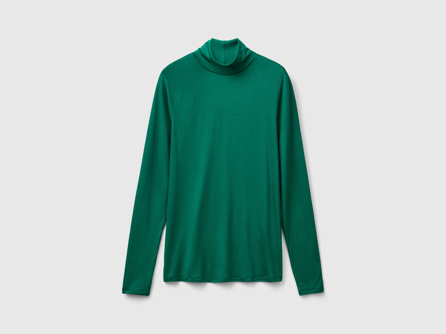 T-shirt lupetto in viscosa stretch da donna verde scuro | Benetton Outlet