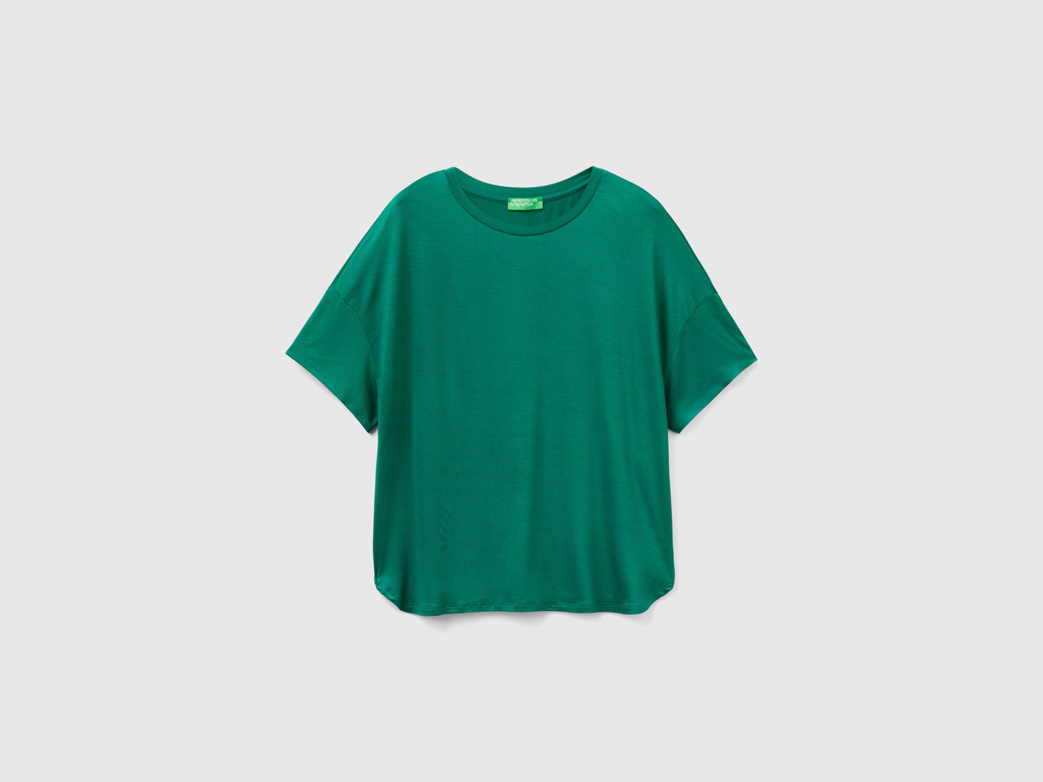 T-shirt in viscosa stretch da donna verde scuro | Benetton Outlet