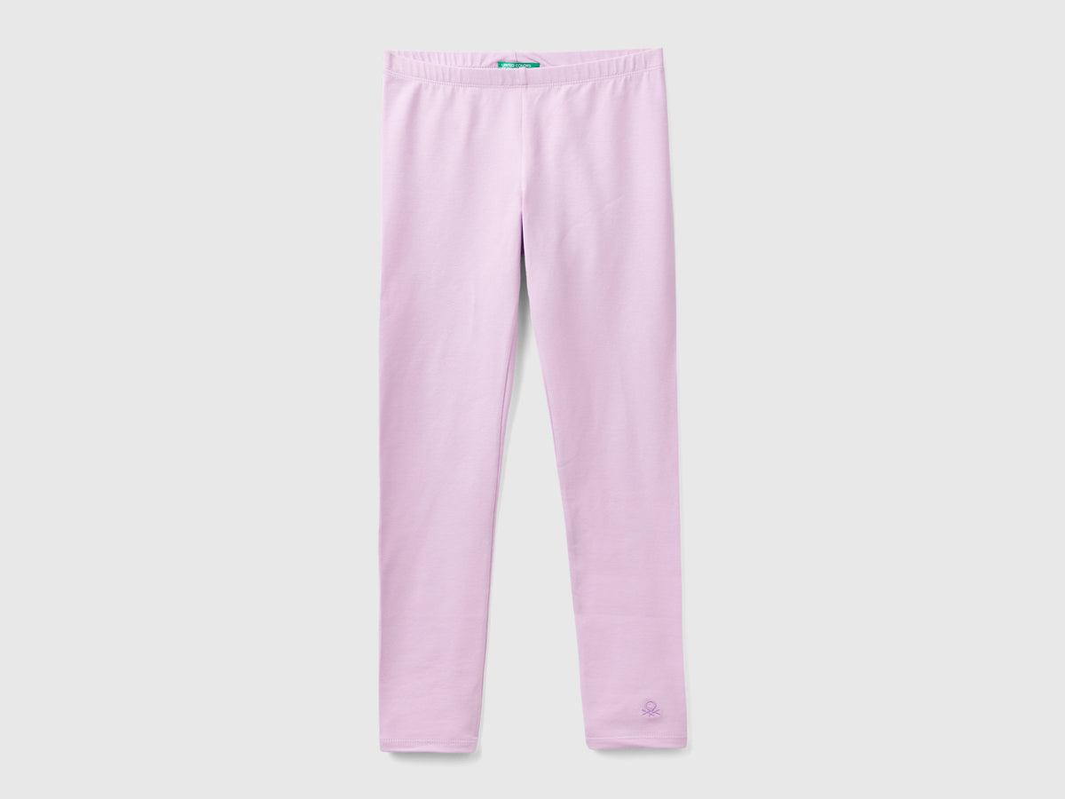 Leggings in cotone stretch con logo