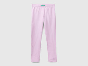 Leggings in cotone stretch con logo
