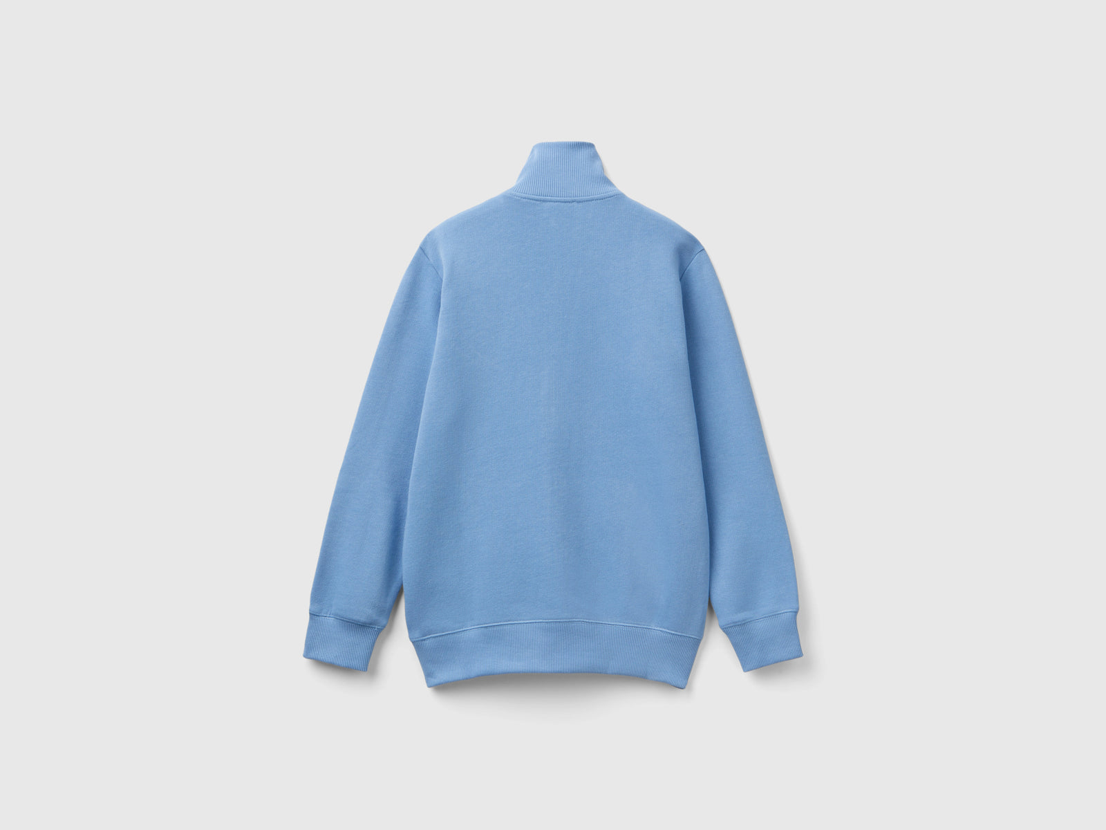Felpa con zip in puro cotone da bambino azzurro 2 | Benetton Outlet