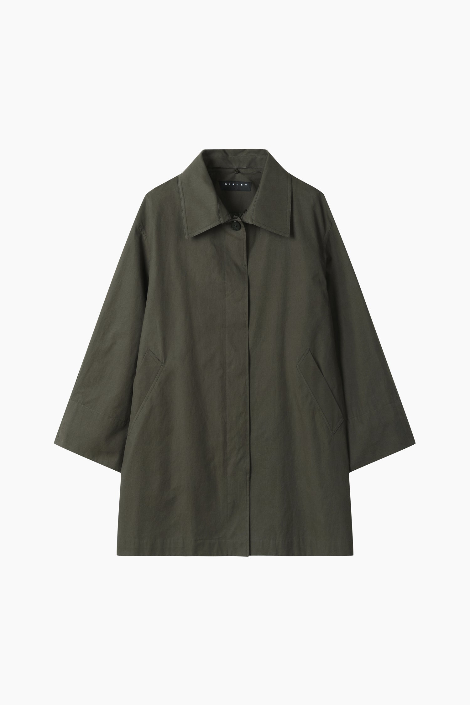 Trench effetto mantellina da donna verde scuro | Sisley Outlet