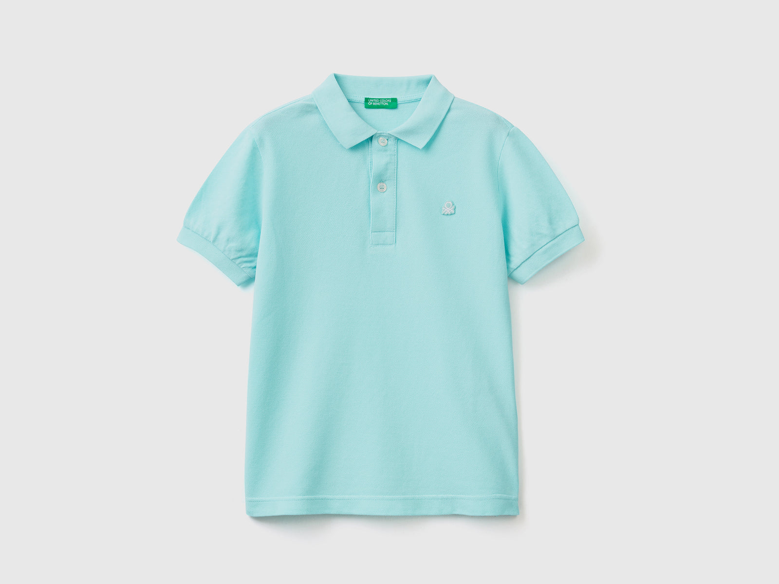 Polo slim fit 100% cotone da bambino turchese | Benetton Outlet