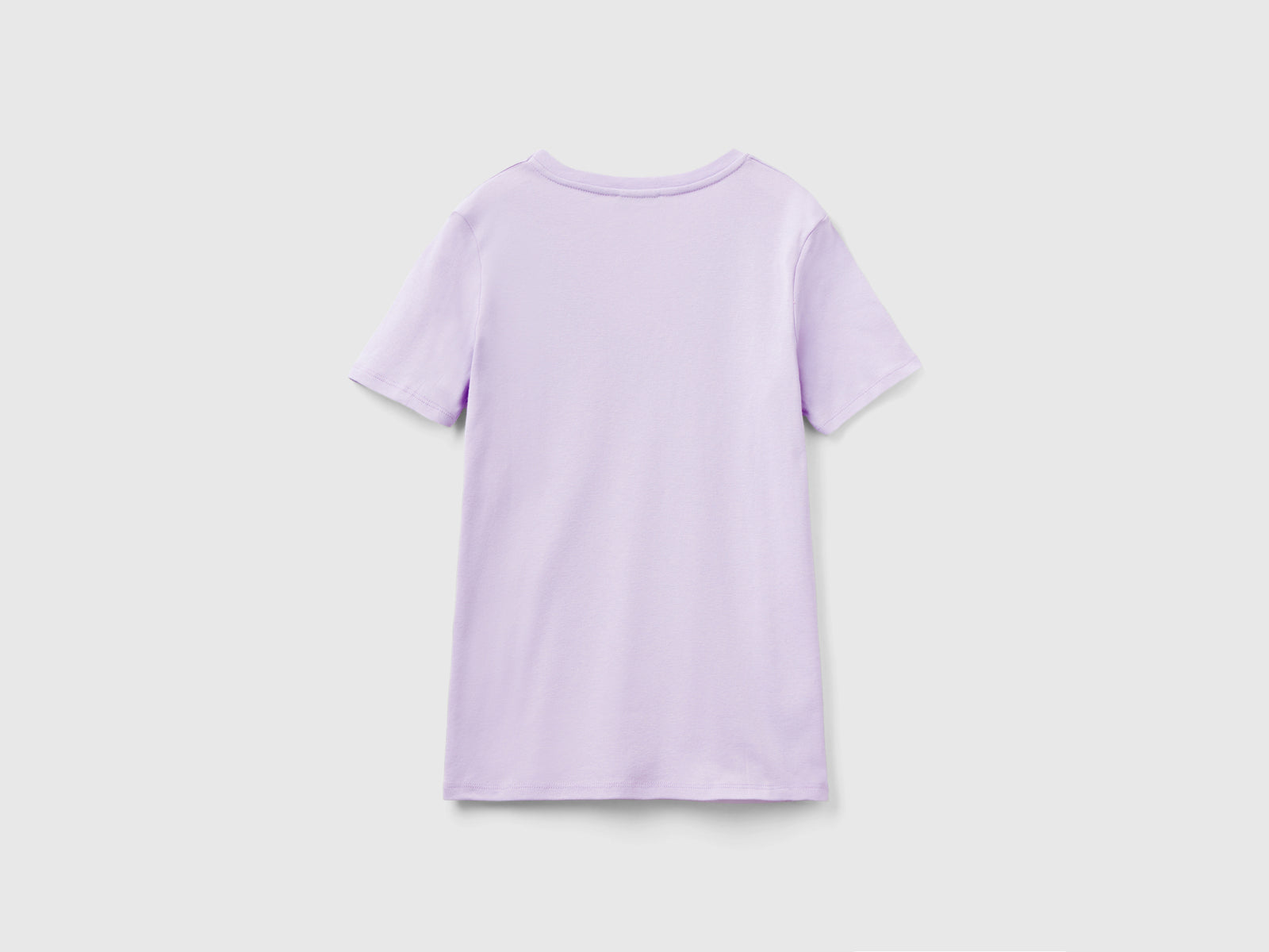 T-shirt in puro cotone con scollo a V da donna lilla 2 | Benetton Outlet