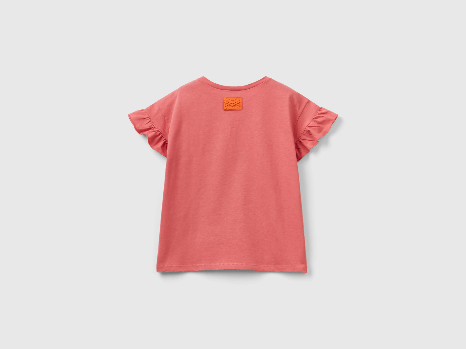 Maglietta manica corta con rouches da bambina salmone 2 | Benetton Outlet