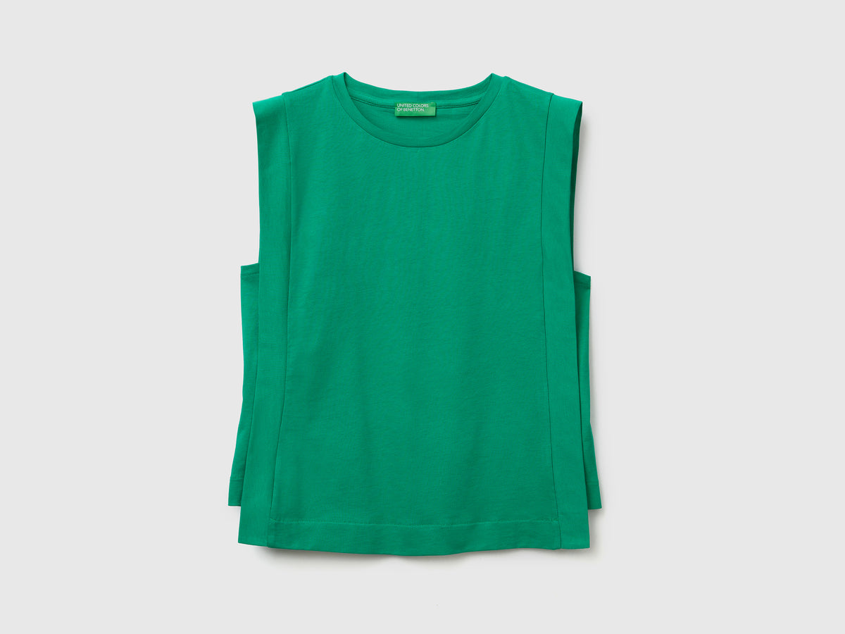 T-shirt smanicata girocollo in puro cotone
