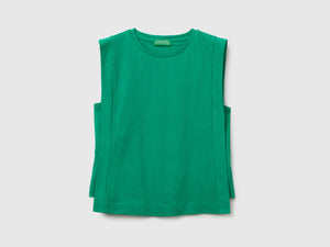 T-shirt smanicata girocollo in puro cotone