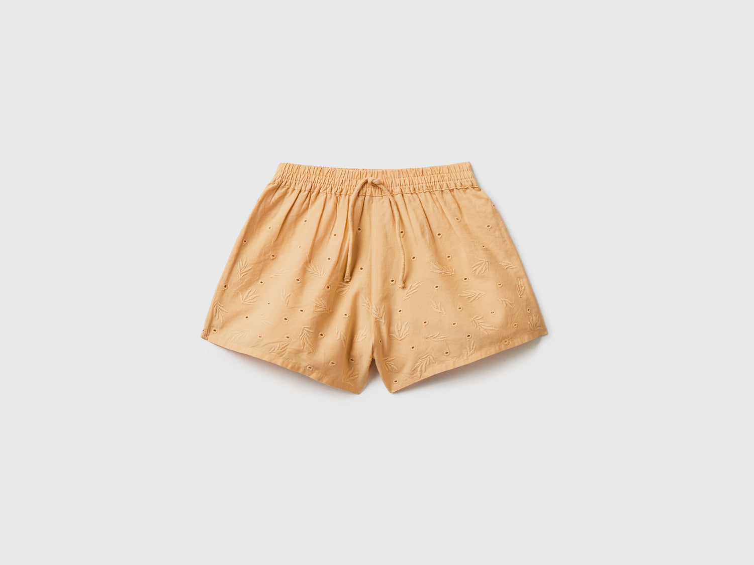 Pantaloni corti foderati in puro cotone leggero con ricami in sangallo da neonato arancione | Benetton Outlet