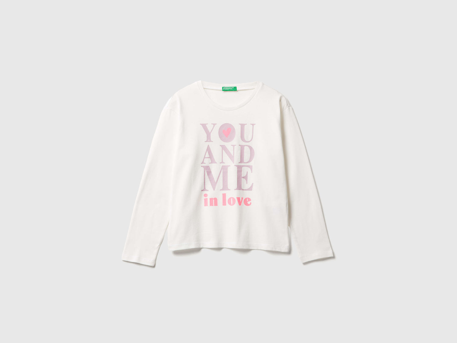 T-shirt con stampa da bambina bianco panna | Benetton Outlet