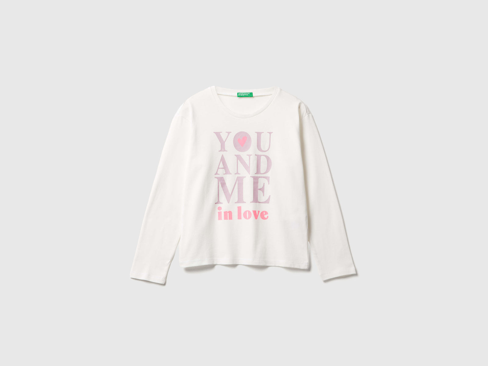 T-shirt con stampa da bambina bianco panna | Benetton Outlet