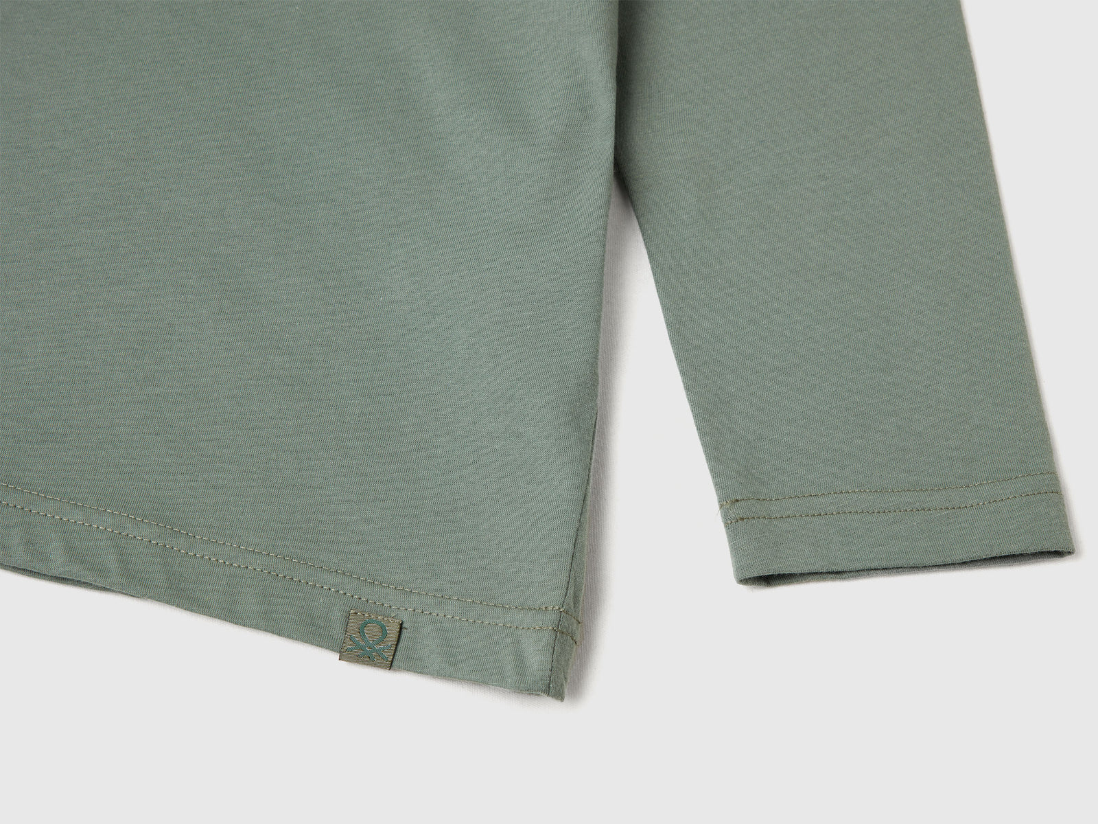 T-shirt girocollo cotone da bambino verde militare 3 | Benetton Outlet