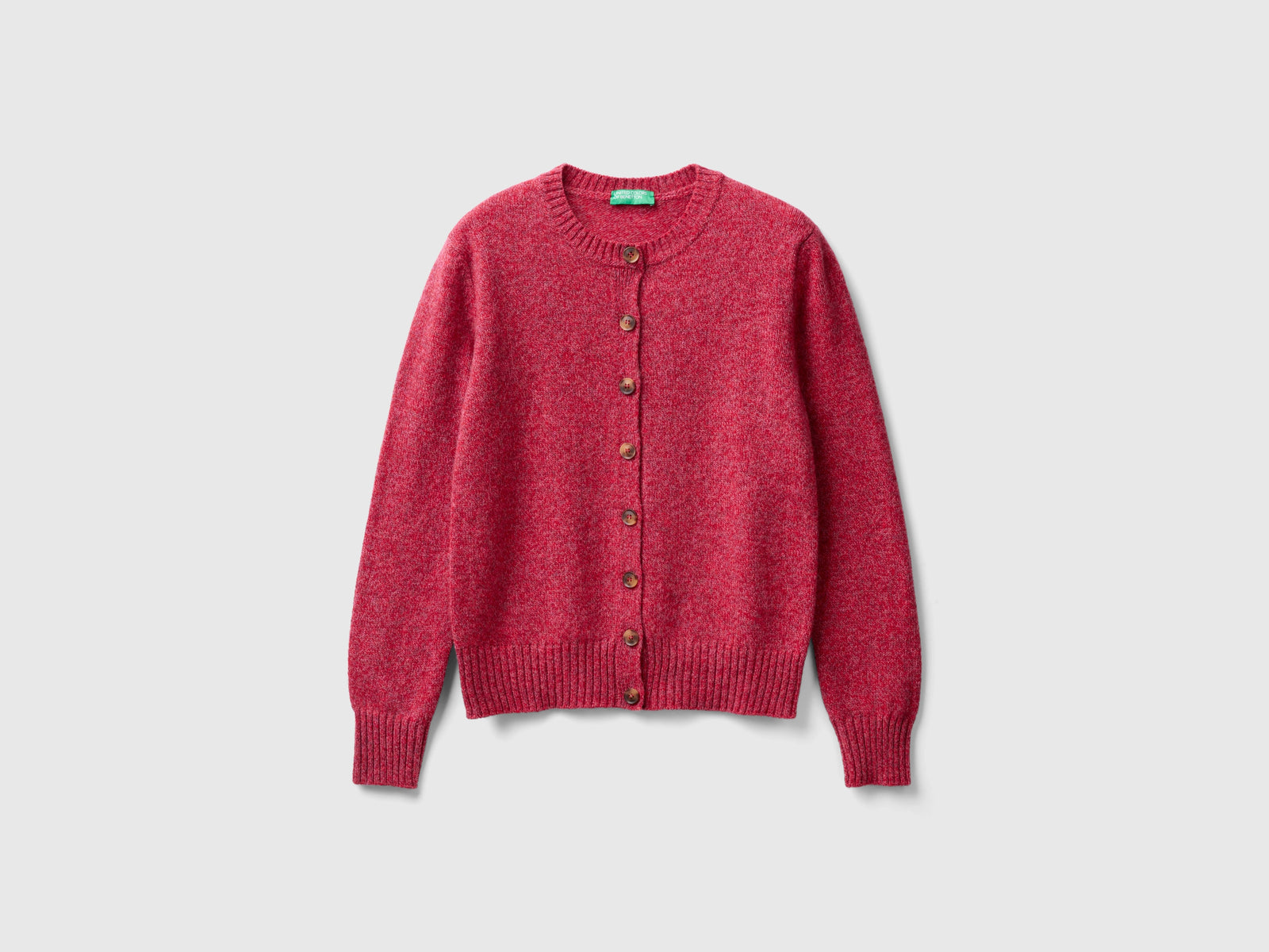 Cardigan in pura lana Shetland da donna rosso corallo | Benetton Outlet