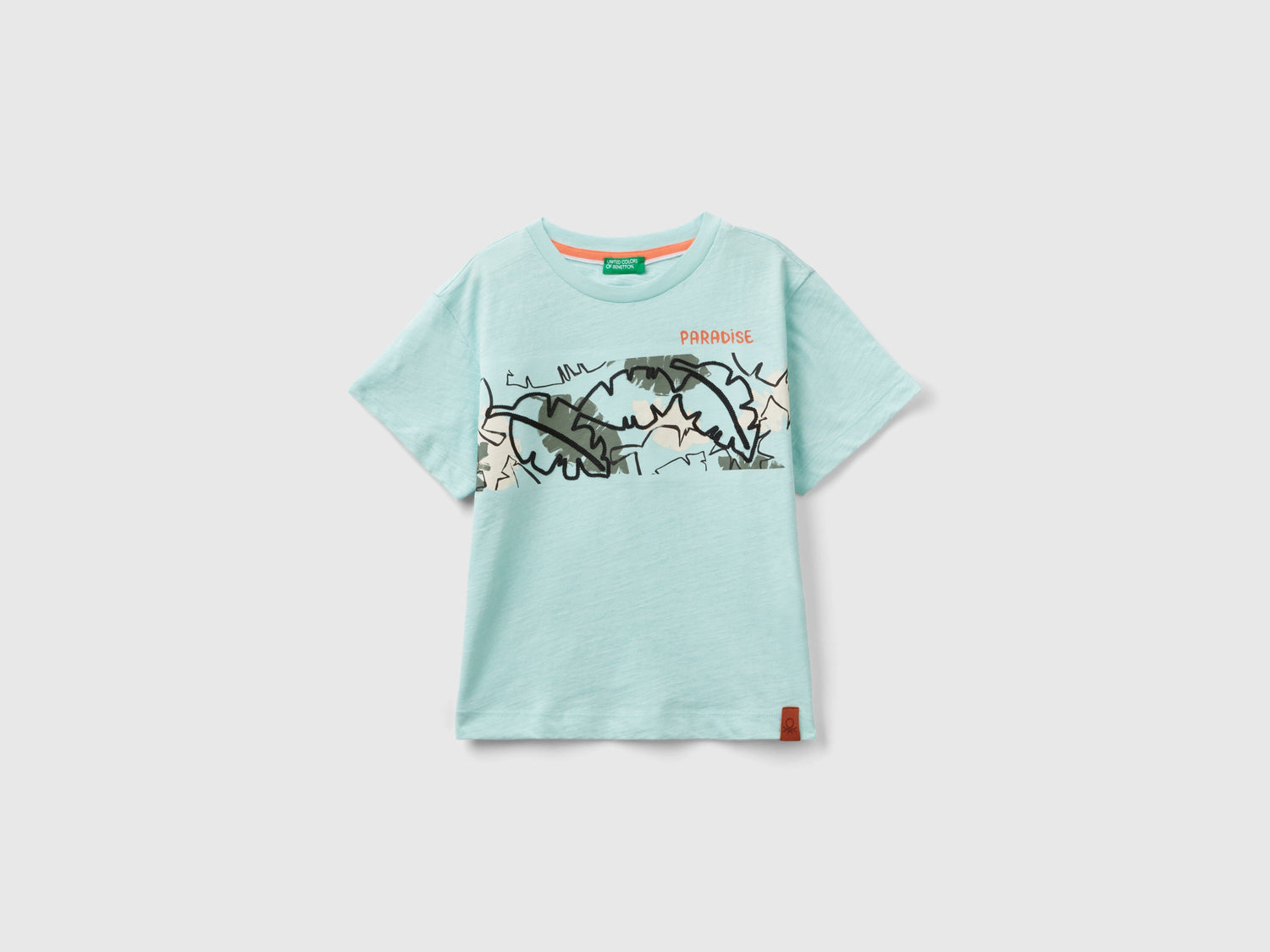 T-shirt con stampa esotica da bimbo azzurro | Benetton Outlet