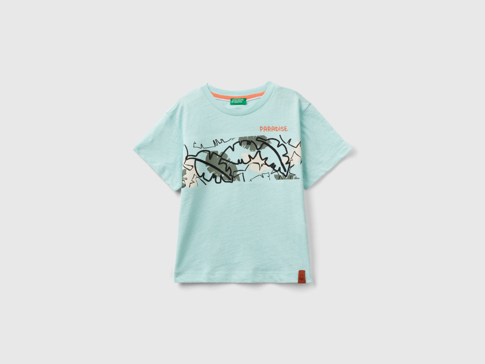 T-shirt con stampa esotica da bimbo azzurro | Benetton Outlet