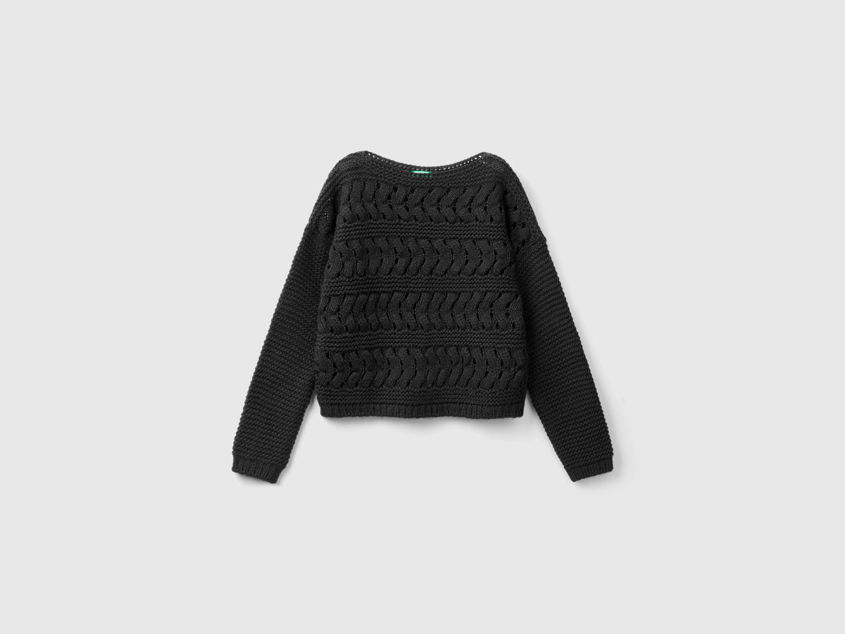 Maglia con trecce in misto lana