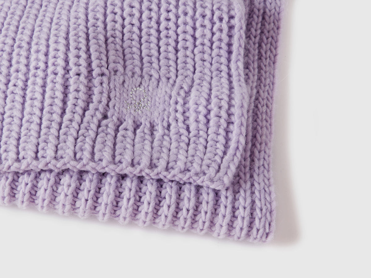 Scarf with rhinestone logo