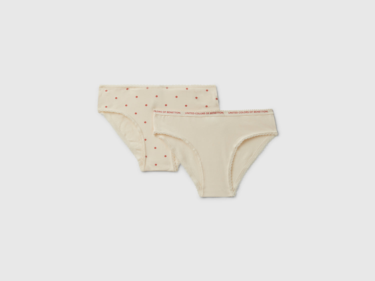 Due slip in cotone stretch da bambina rosa tenue | Benetton Outlet