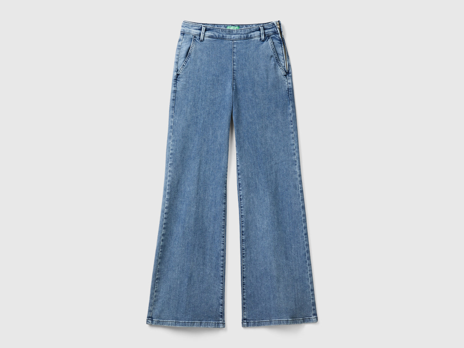 Jeans flare con zip da donna blu | Benetton Outlet