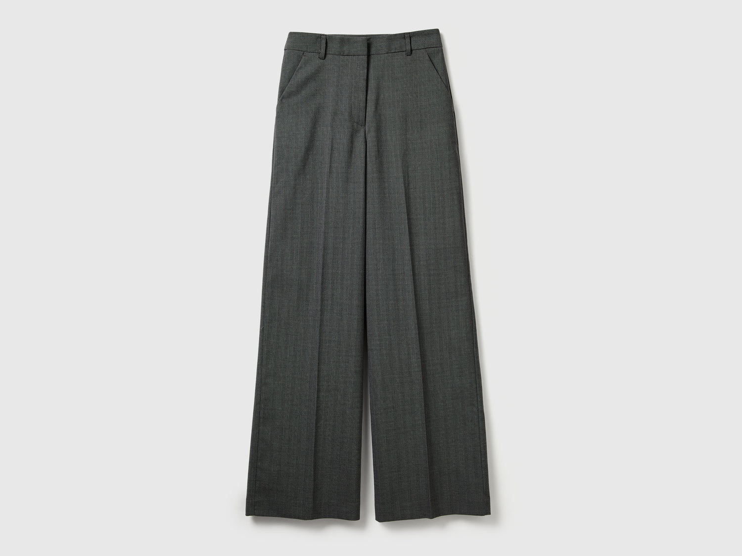 Pantaloni ampi gessati da donna grigio | Benetton Outlet
