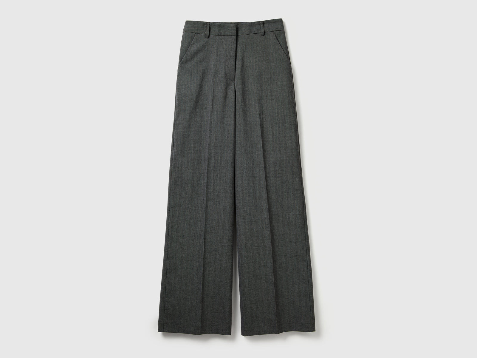 Pantaloni ampi gessati da donna grigio | Benetton Outlet
