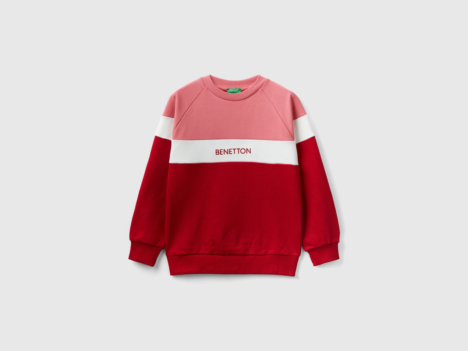 Felpa rosa e con ricamo logo da bambino rosso | Benetton Outlet