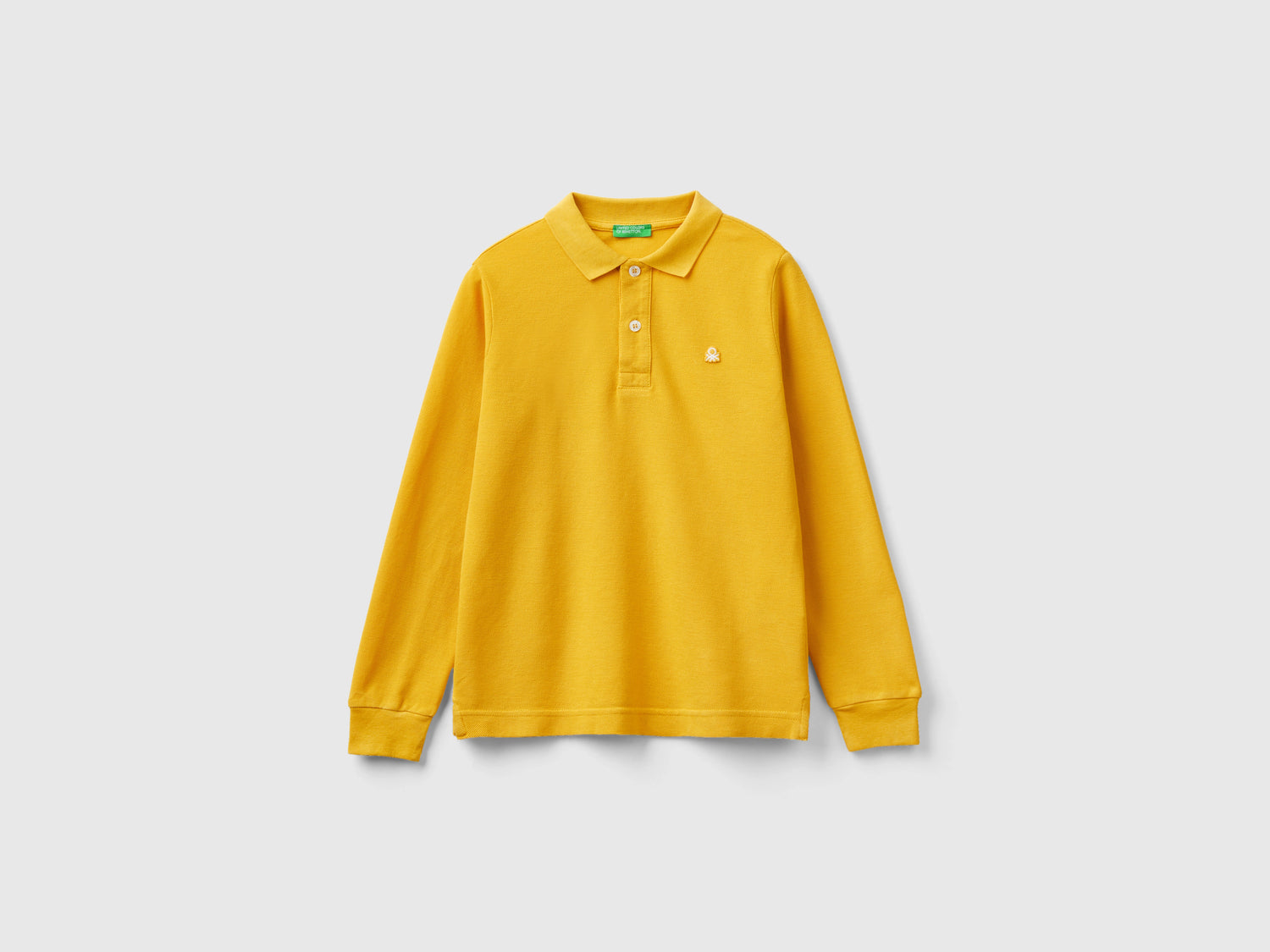 Polo manica lunga 100% cotone bio da bambino giallo | Benetton Outlet