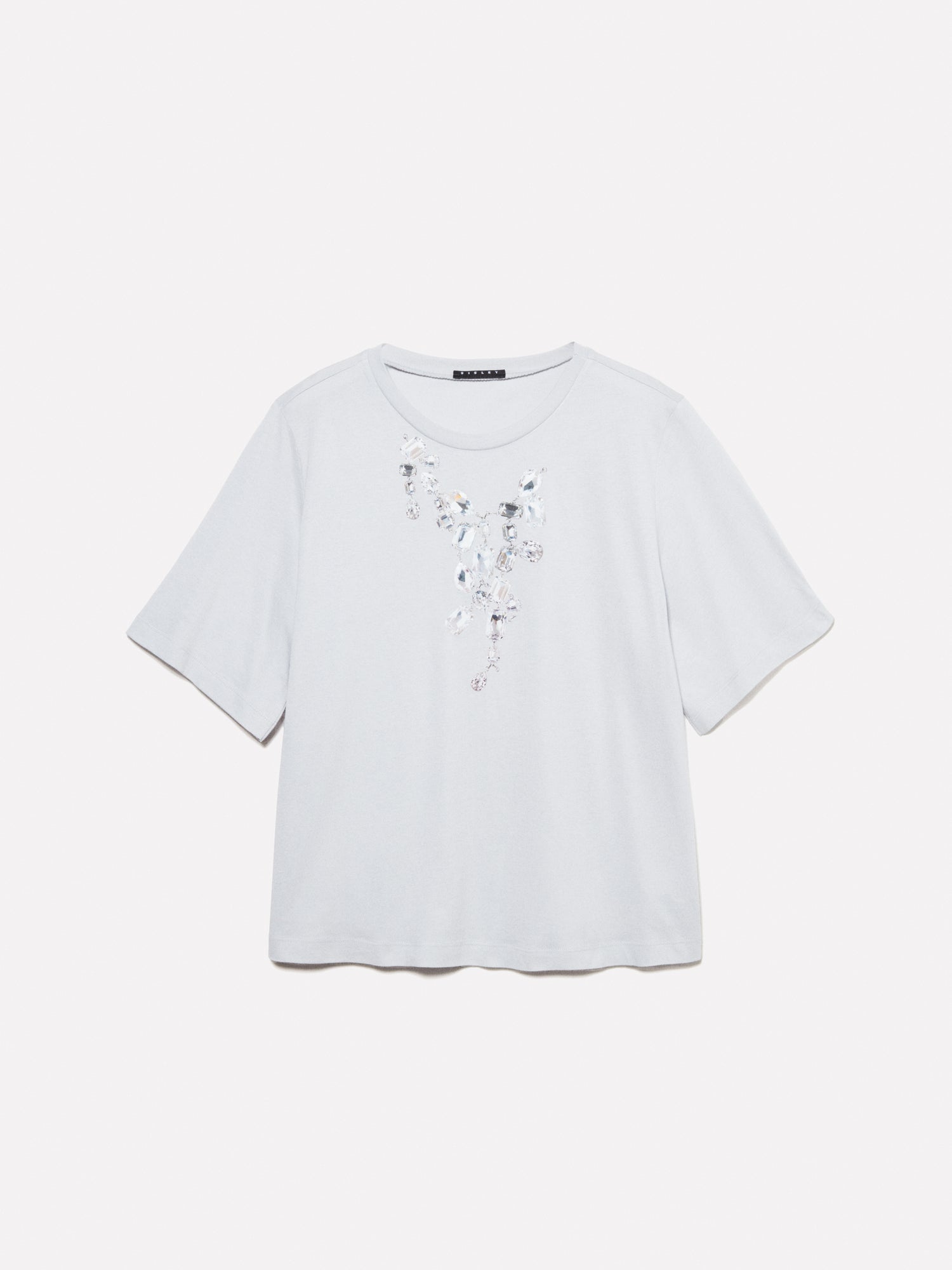 T-shirt con stampa gioiello da donna grigio chiaro | Sisley Outlet